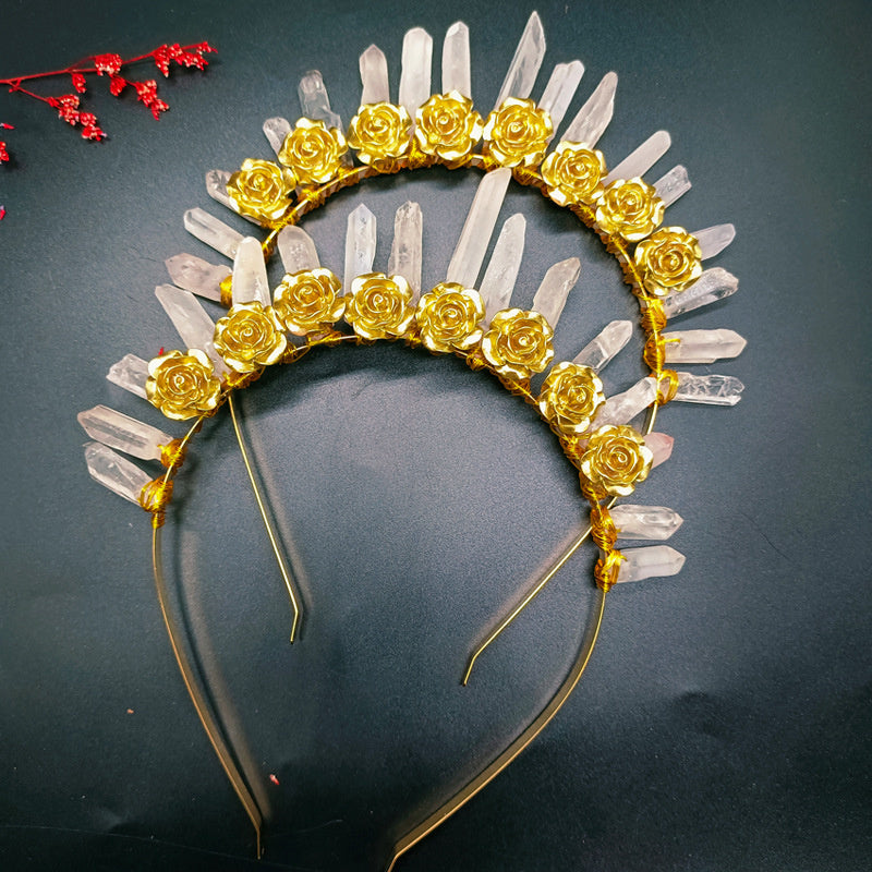 Natural White Crystal Crown Hair Band