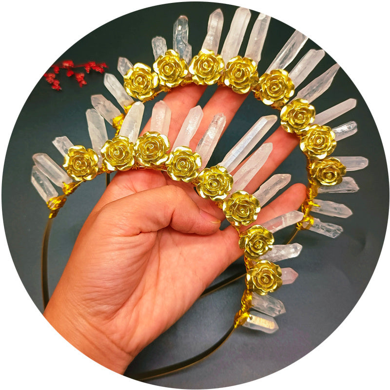 Natural White Crystal Crown Hair Band