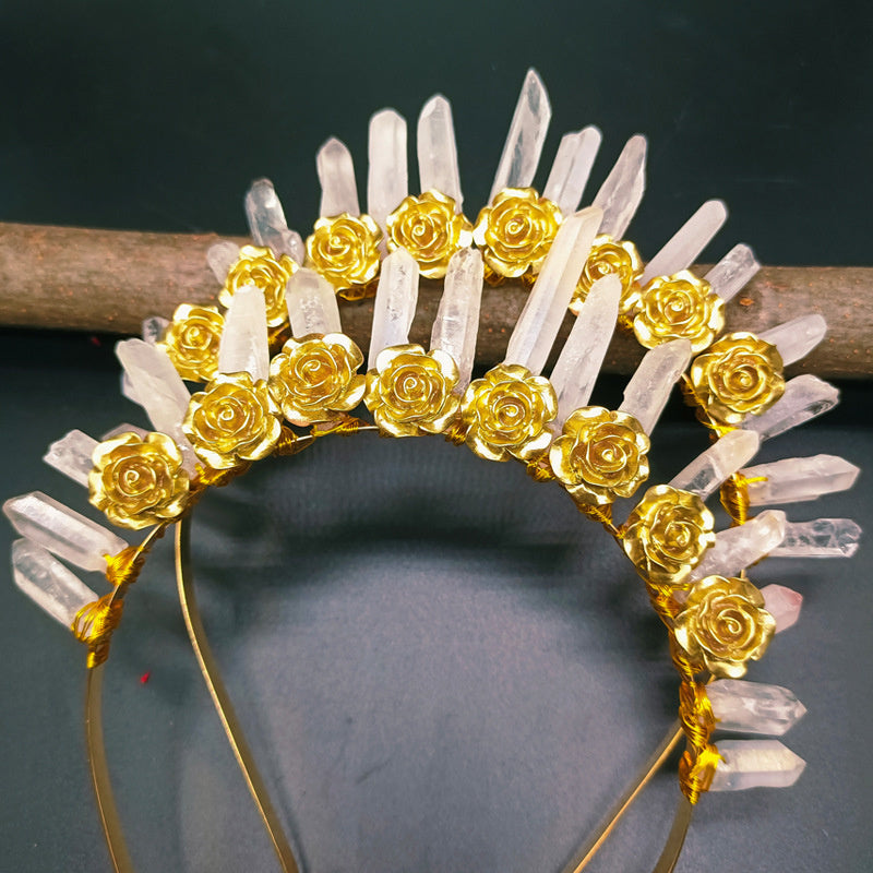 Natural White Crystal Crown Hair Band