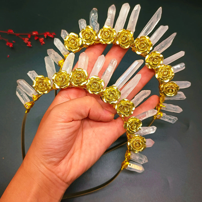 Natural White Crystal Crown Hair Band