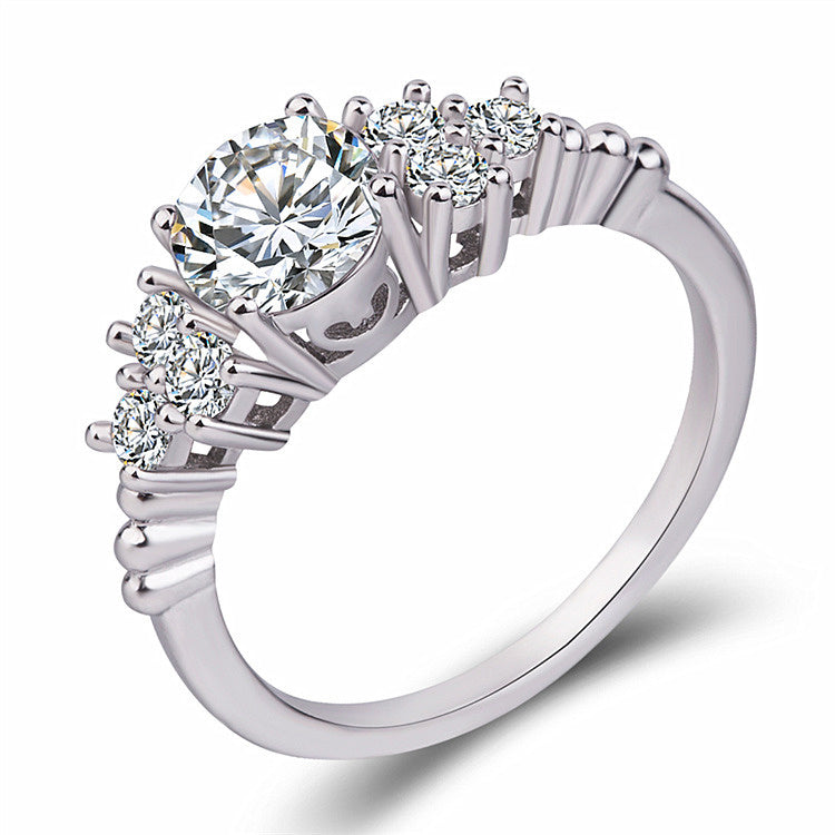 Silver Jewelry Women's Anti-real Diamond Ring Inlaid