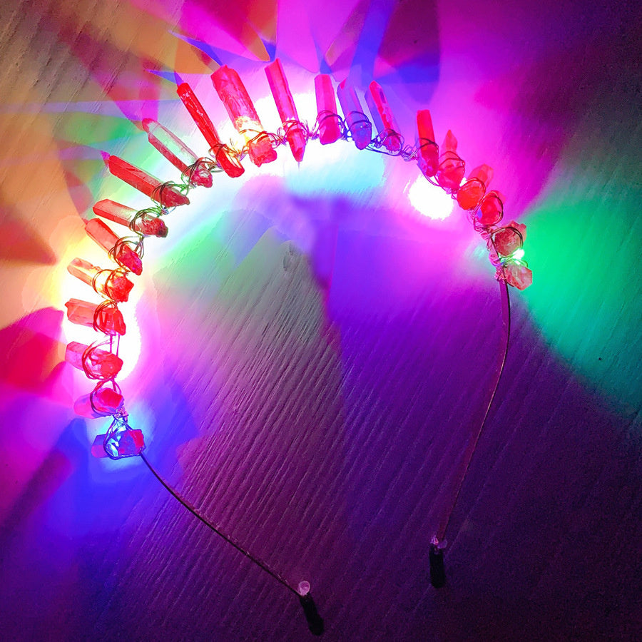 LED Luminous Natural Crystal Hair Band Pure Handmade
