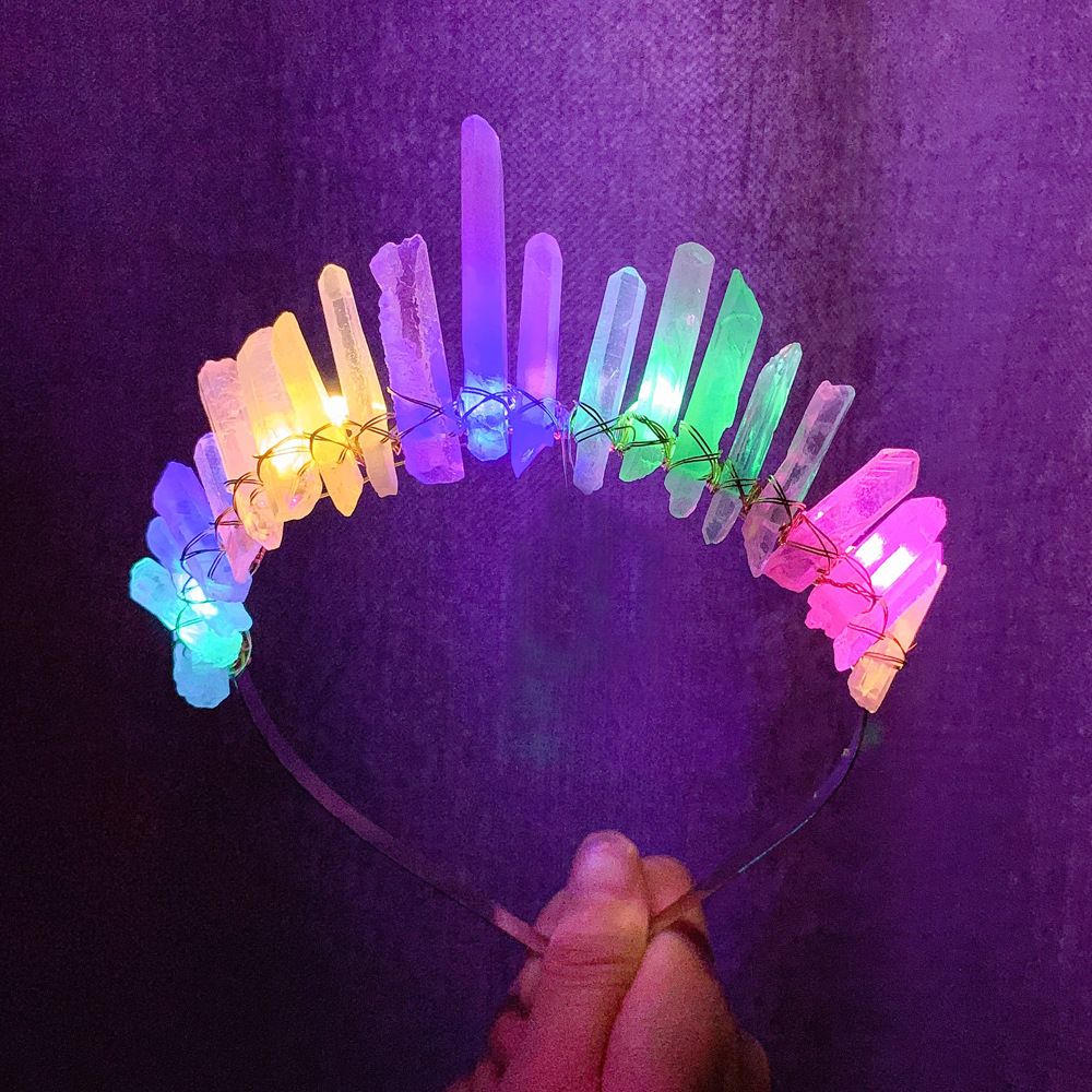 LED Luminous Natural Crystal Hair Band Pure Handmade