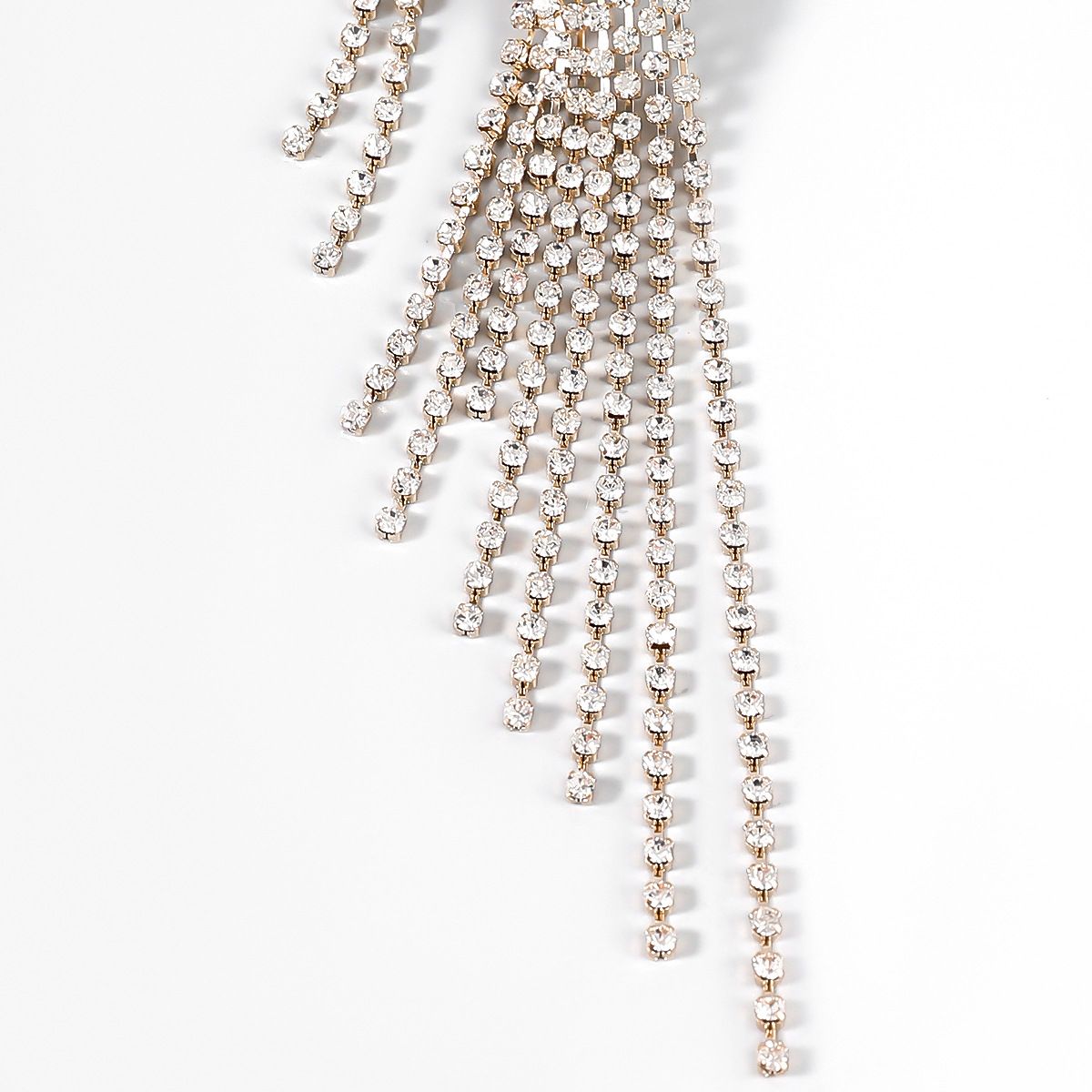 Exaggerated Alloy Diamond-studded Tassel Earrings