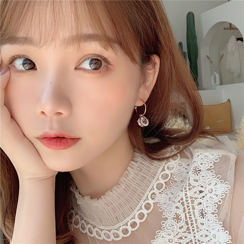 Super Round Zircon Earrings Personality