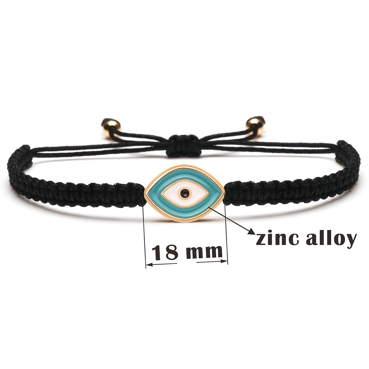 Red Flat Knot Braid Teal Devil's Eye Bracelet Adjustable Lucky Accessories