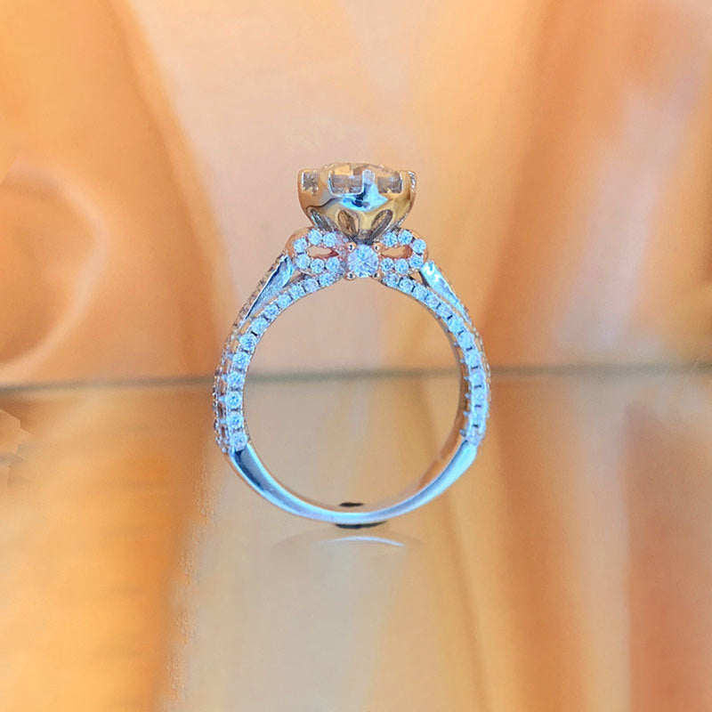 Mossanite Color Electroplating 18k Rose Gold Diamond Ring