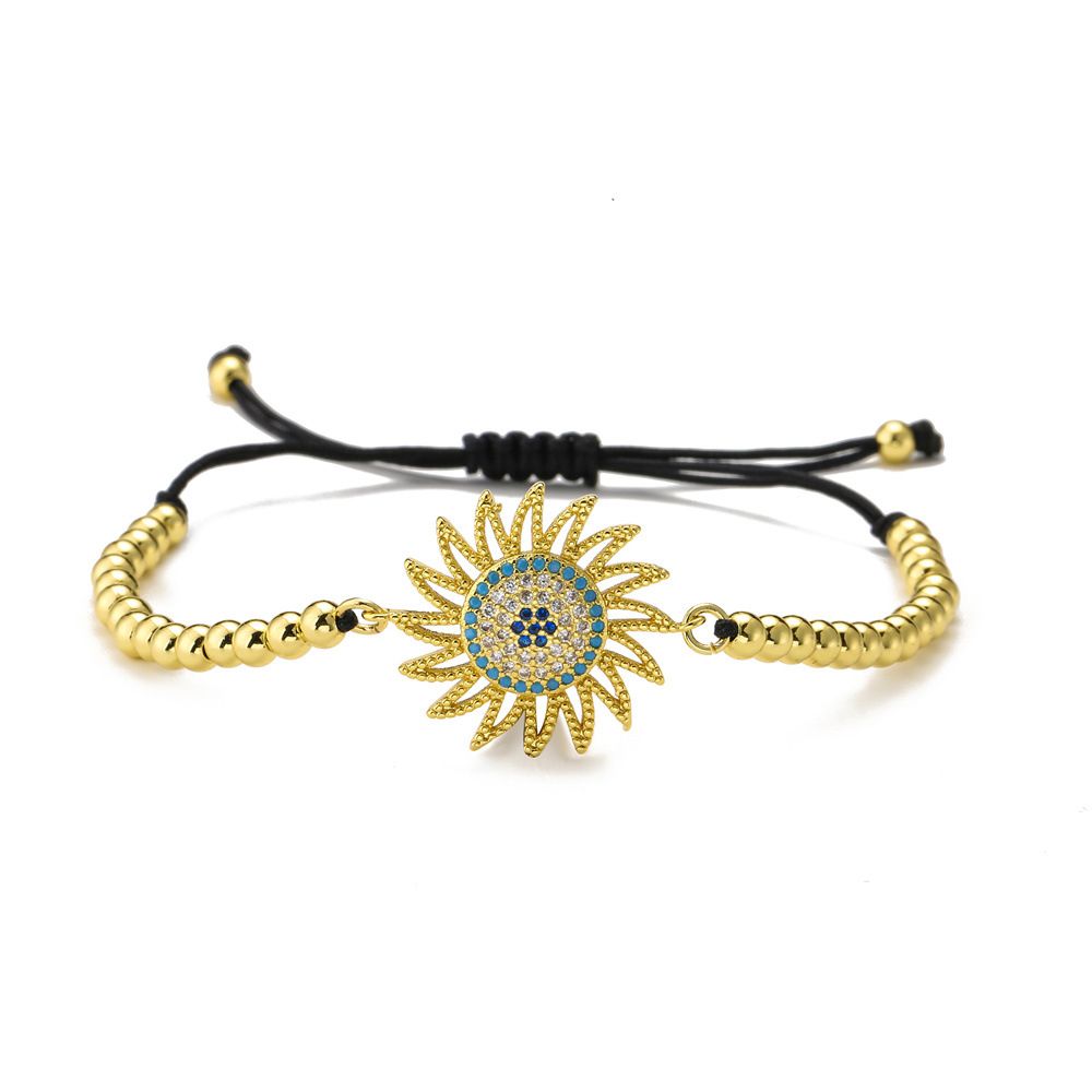 Copper Plated 18K Gold Zircon Love Sun Flower Bracelet