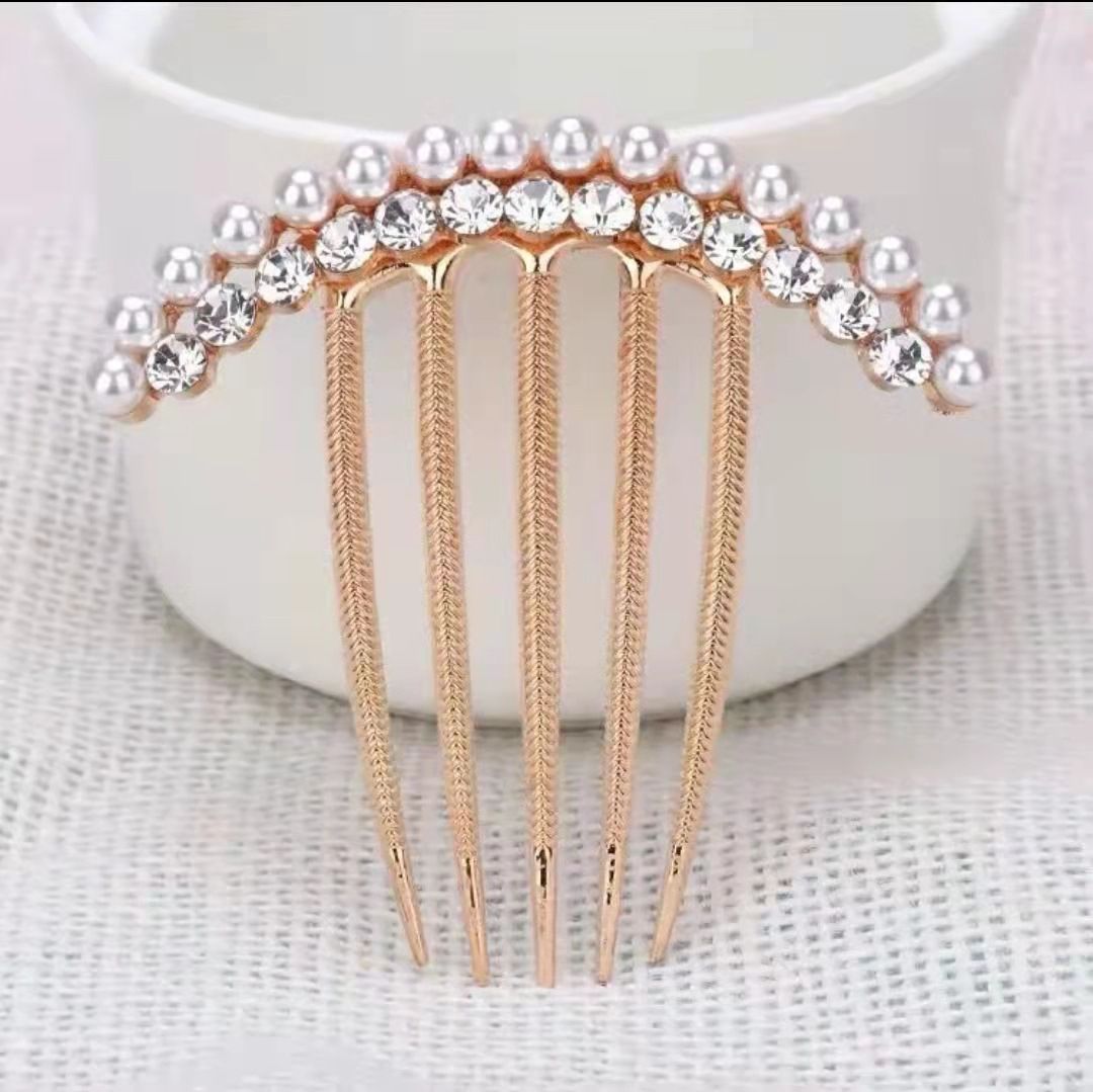 New Pearl Crystal Hair Comb Female
