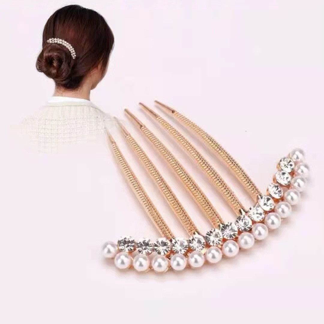 New Pearl Crystal Hair Comb Female
