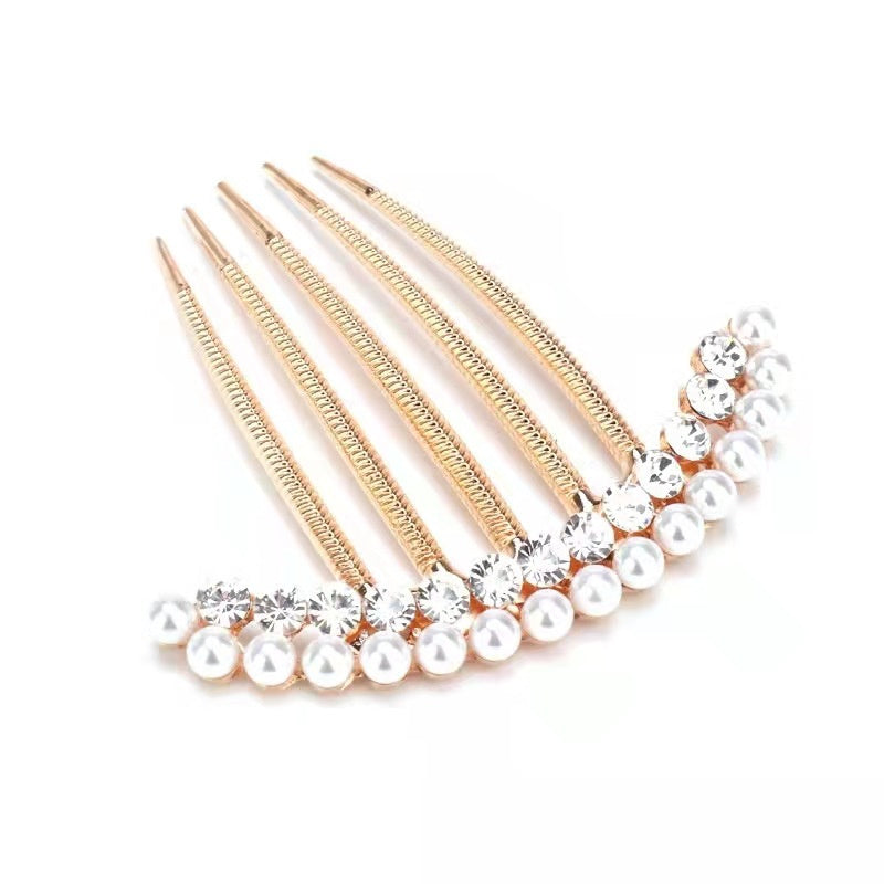 New Pearl Crystal Hair Comb Female